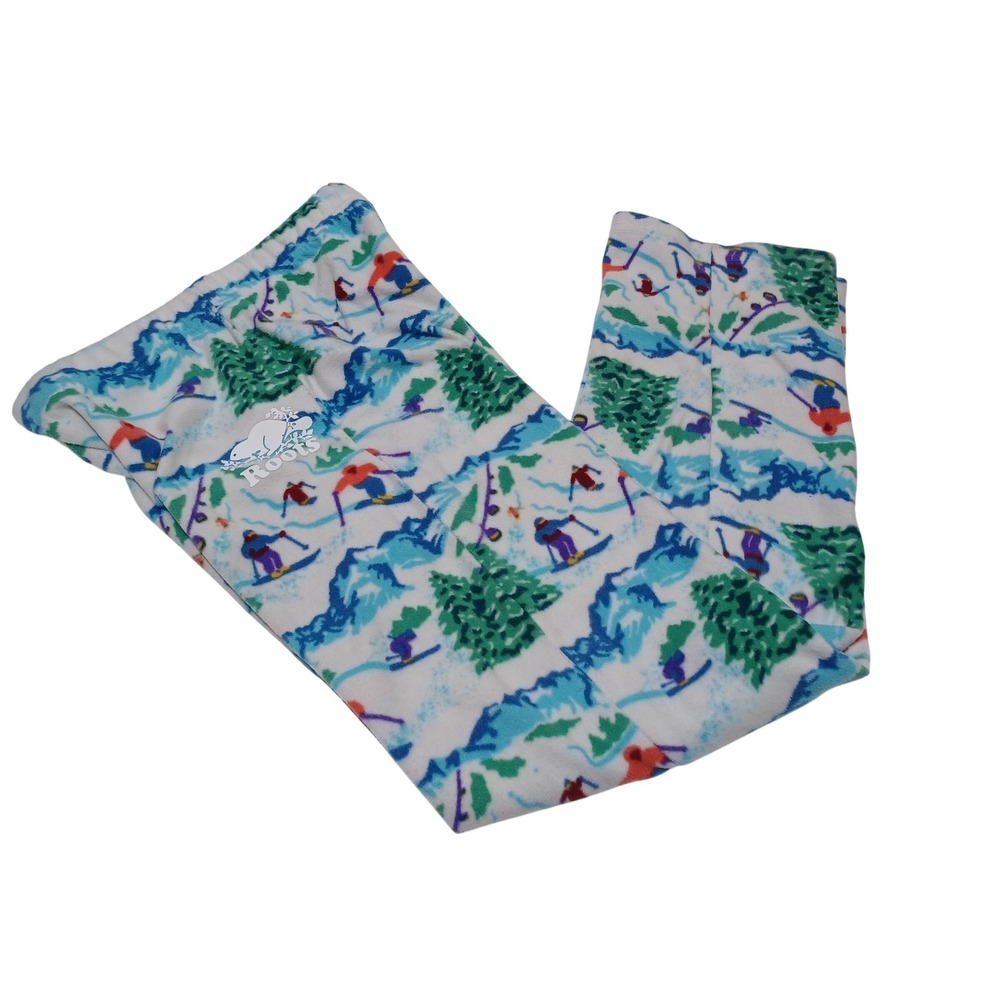 Roots Kids XL 11-12 Snow Ski Print Fleece Pajama Pants Apres Ski Cabincore